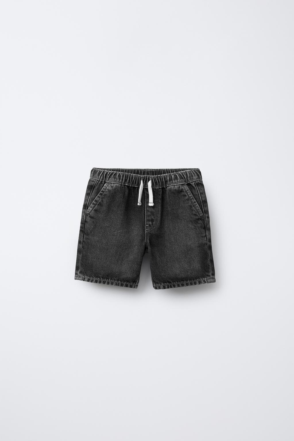 

Джинсовые шорты-бермуды с завязками ZARA, черный