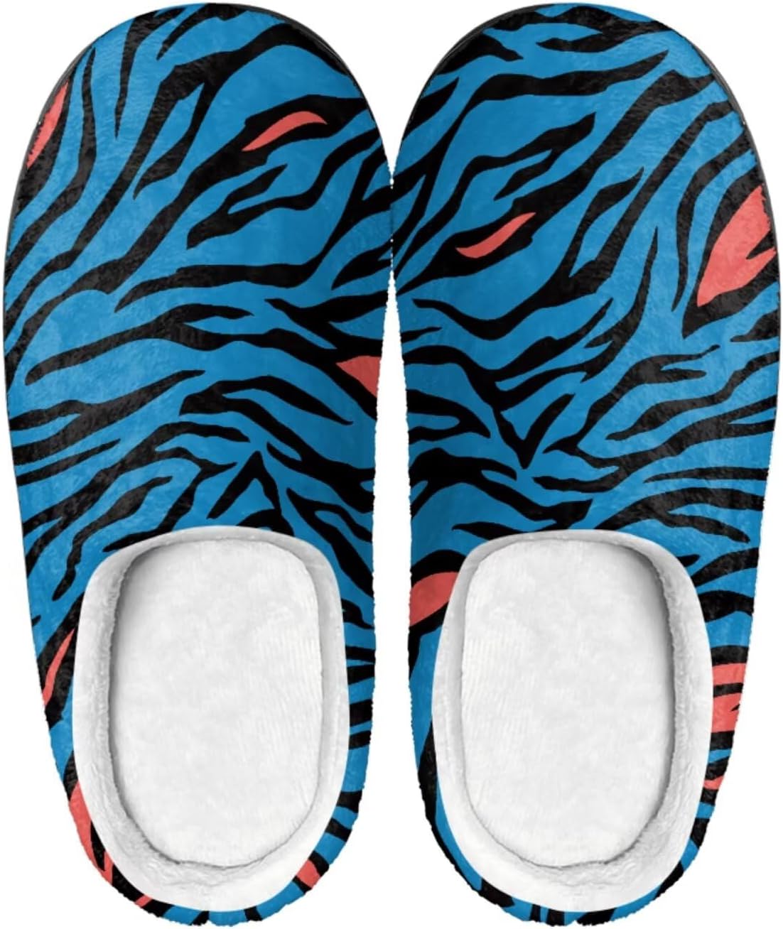 

Мужские и женские нескользящие тапочки, теплые мягкие уютные тапочки из фланели, домашняя обувь для спальни и улицы, размеры 2-12 Zcfygdx, Black Blue Zebra Texture Print