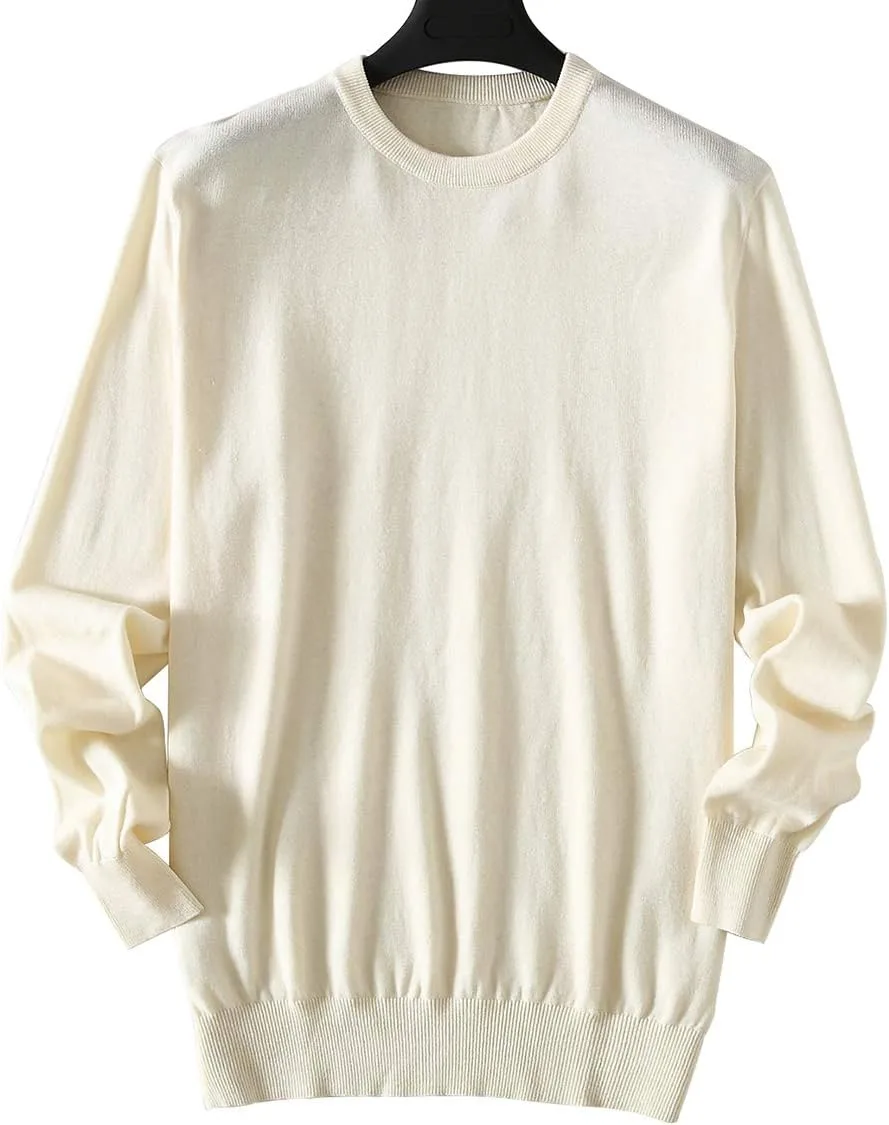 

Мужской свитер с круглым вырезом однотонный 100% хлопок ZHILI