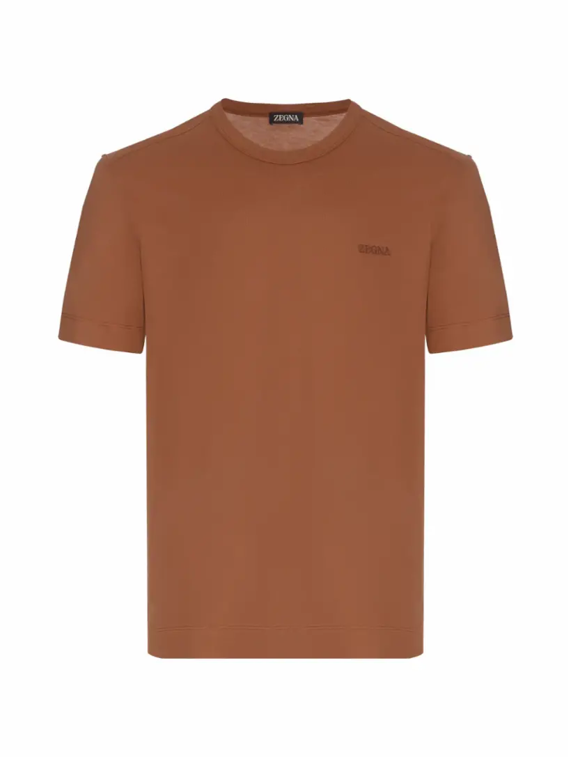 

Хлопковая футболка с логотипом Zegna, коричневый