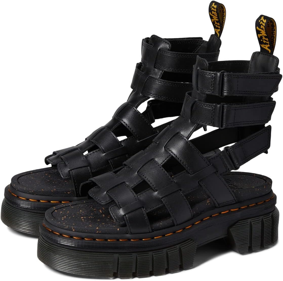 

Сандалии на плоской подошве Ricki Gladiator Dr. Martens, цвет Black Nappa Lux