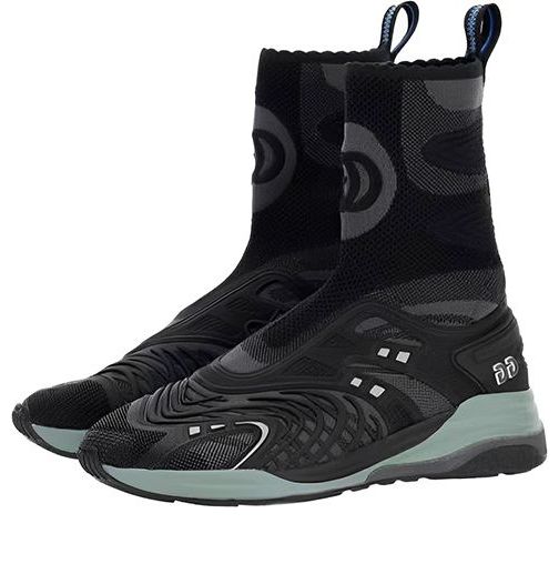 Кроссовки ultrapace r mid top sock sneakers 'black grey' Gucci, черный