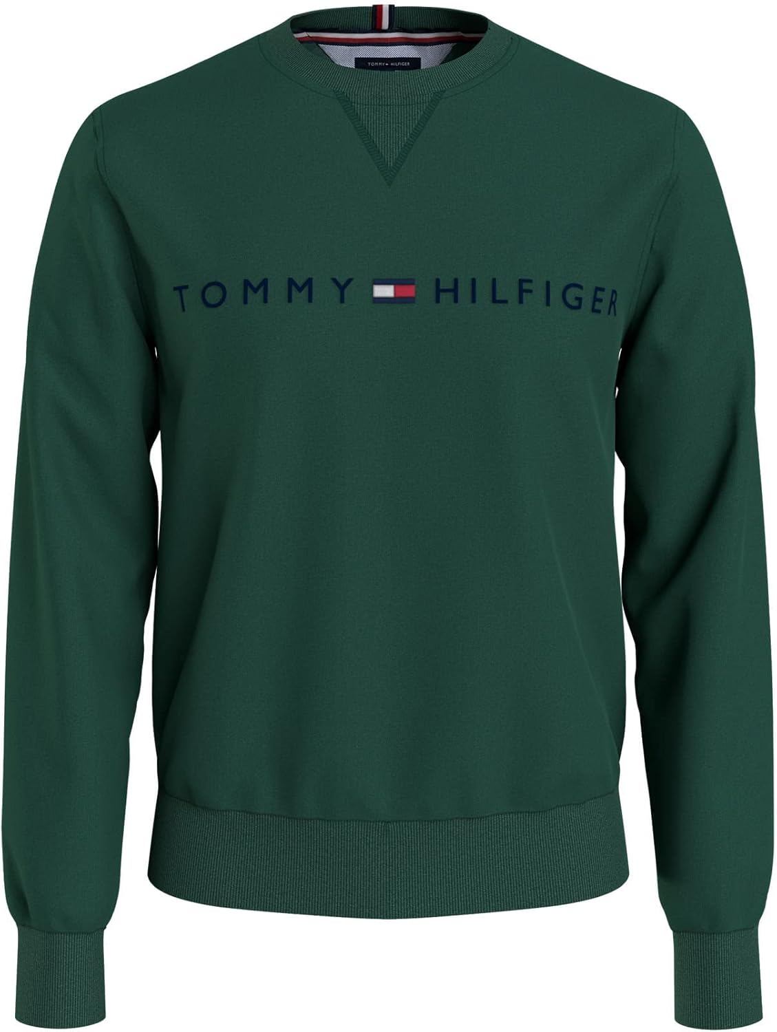 Мужская толстовка с длинным рукавом и круглым вырезом с логотипом Tommy Hilfiger, Darkened Emerald — фото 3
