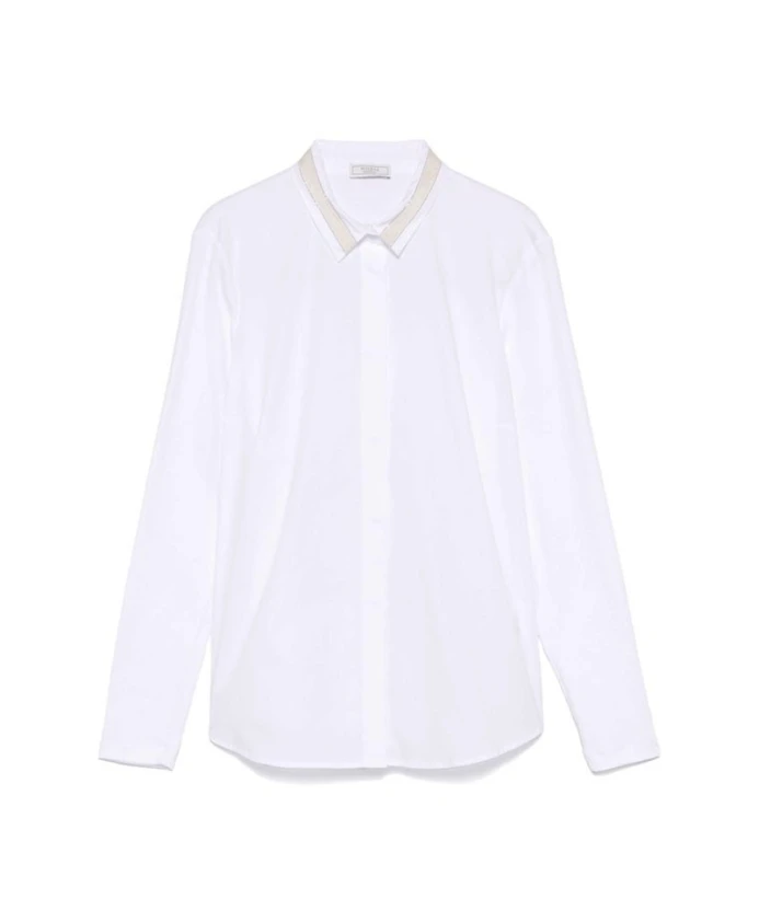 

Белая рубашка с жаккардовым логотипом Peserico, белый