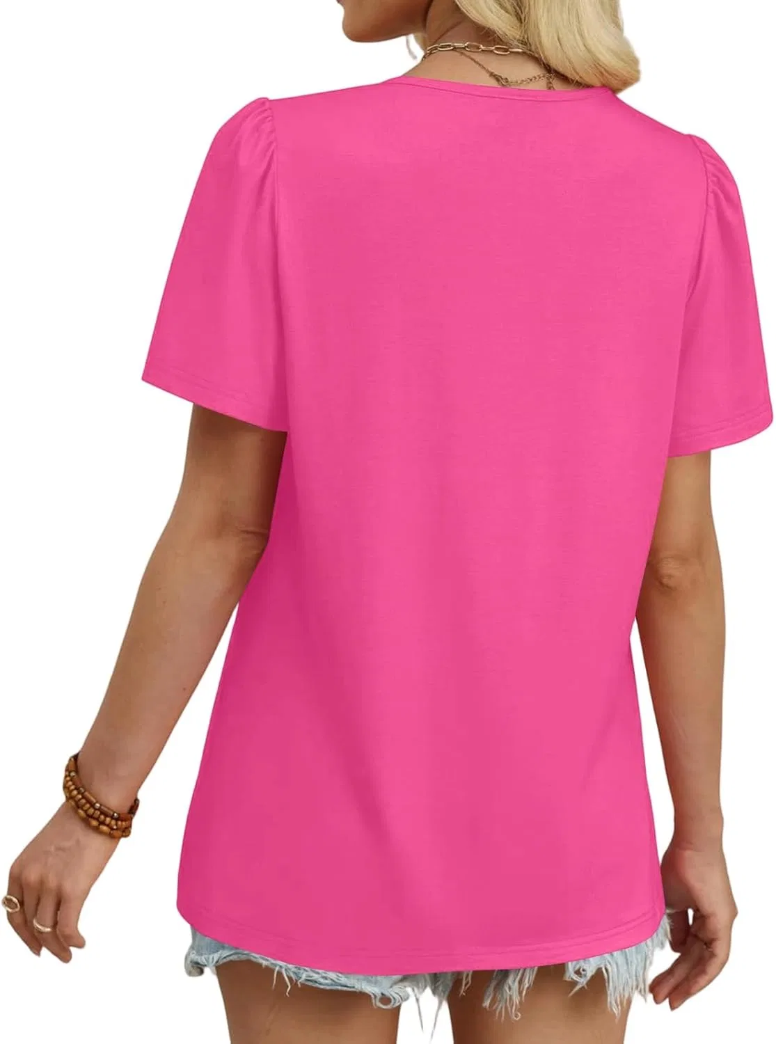Футболка с коротким рукавом, свободный крой, Polyester/Spandex, 1-hot Pink — фото 3