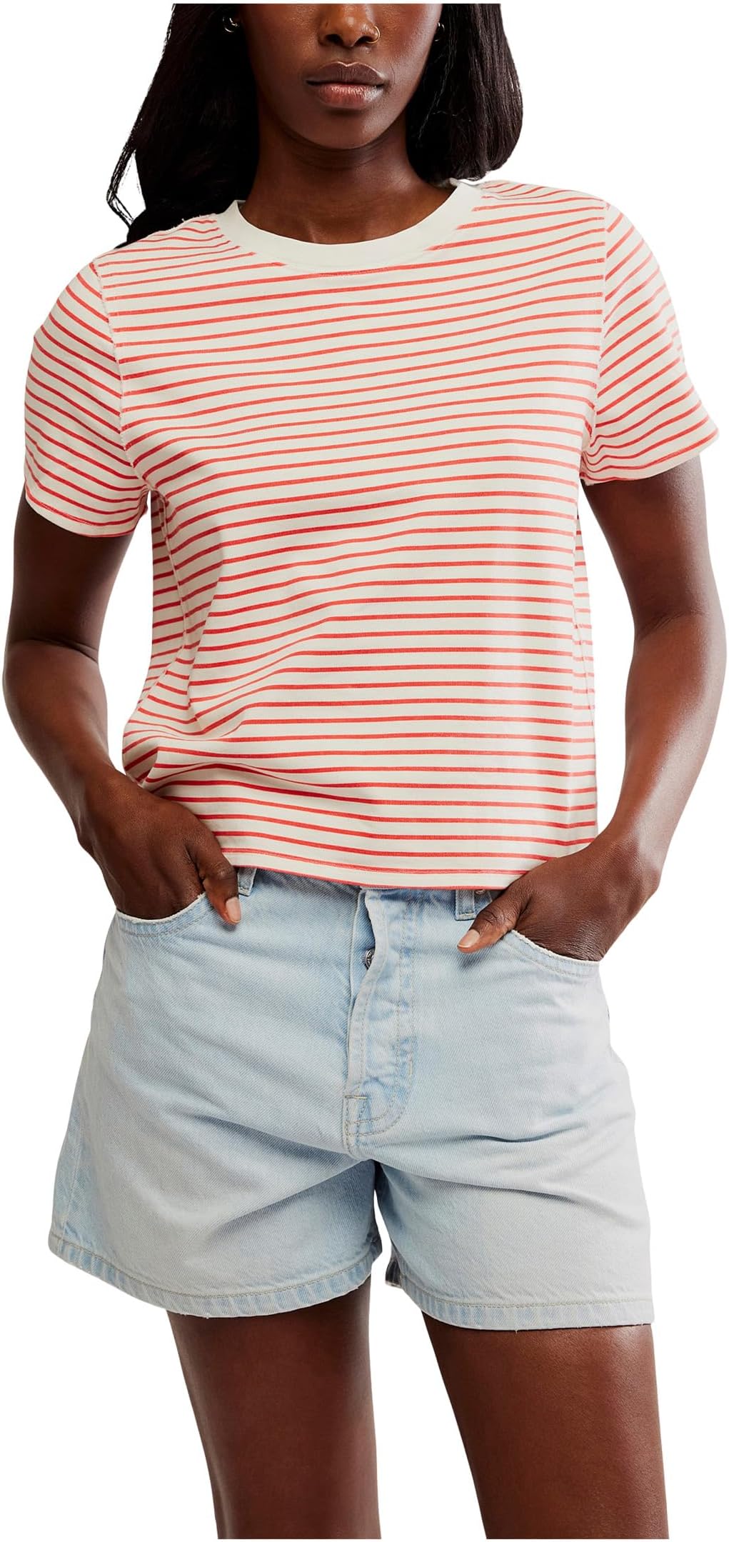 

Женская повседневная футболка в полоску Free People, Ivory Combo