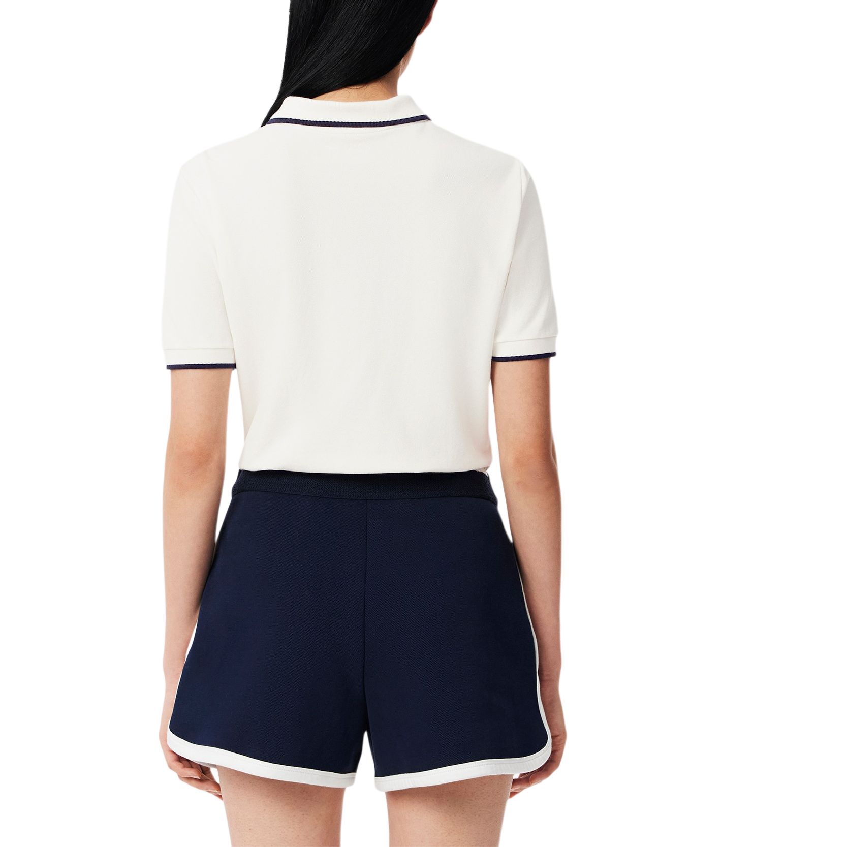 Футболка поло женская LACOSTE, белый/морской синий — фото 2