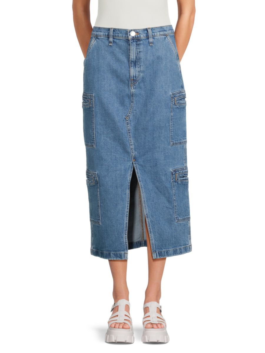 

Юбка миди из денима с разрезом спереди Hudson Jeans, синий