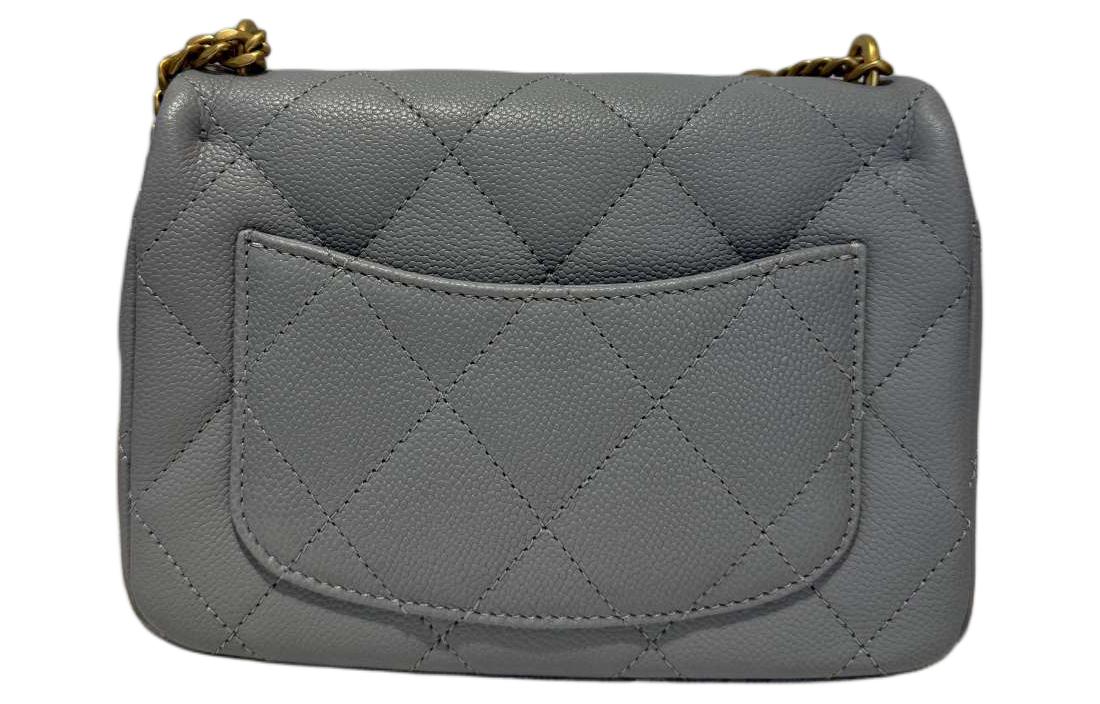 Сумка из зерненой кожи, кроссбоди, через плечо, женская gray CHANEL — фото 3