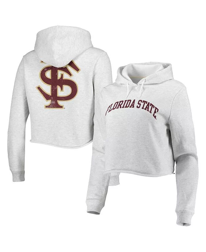 

Женская укороченная толстовка с капюшоном Ash Florida State Seminoles 2-Hit 1636 League Collegiate Wear