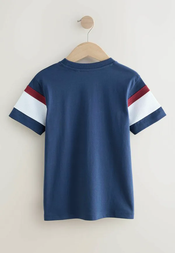 Базовая футболка с коротким рукавом и цветовыми блоками Next, Navy Blue Red — фото 4