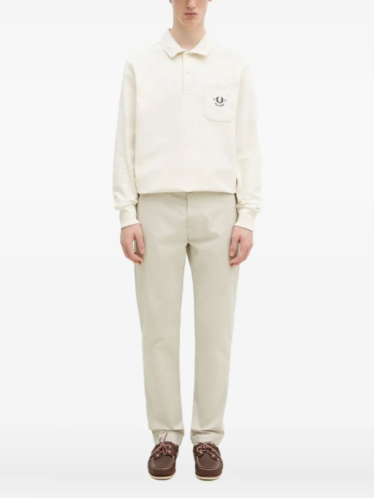 

Рубашка поло с длинными рукавами и вышитым карманом Fred Perry, белый