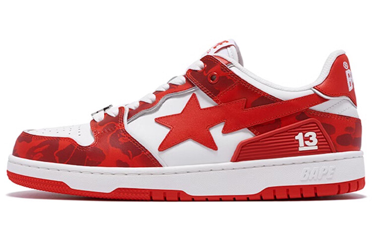 Кроссовки A BATHING APE SK8 Skateboarding Shoes Women's Low-top Red, красный