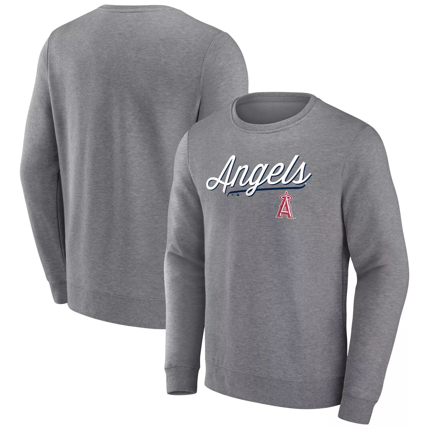 

Мужской пуловер с логотипом Heather Grey Los Angeles Angels Simplicity Fanatics