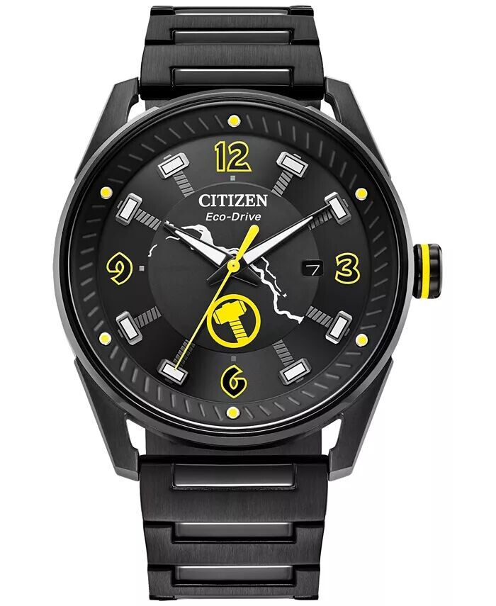 

Мужские часы Citizen Eco-Drive Marvel Thor с черным браслетом из нержавеющей стали с ионным покрытием, 42 мм