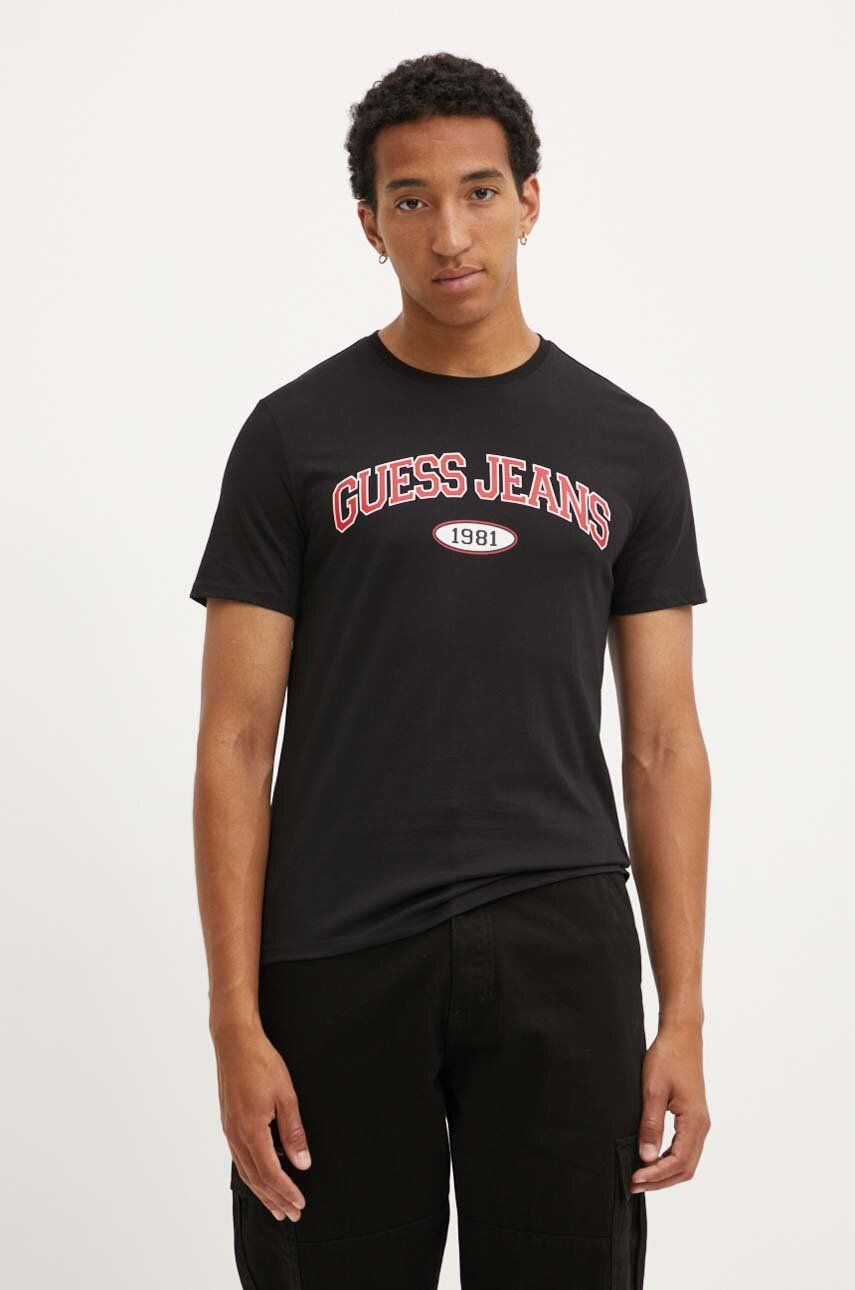 

Хлопковая футболка Guess Jeans, черный