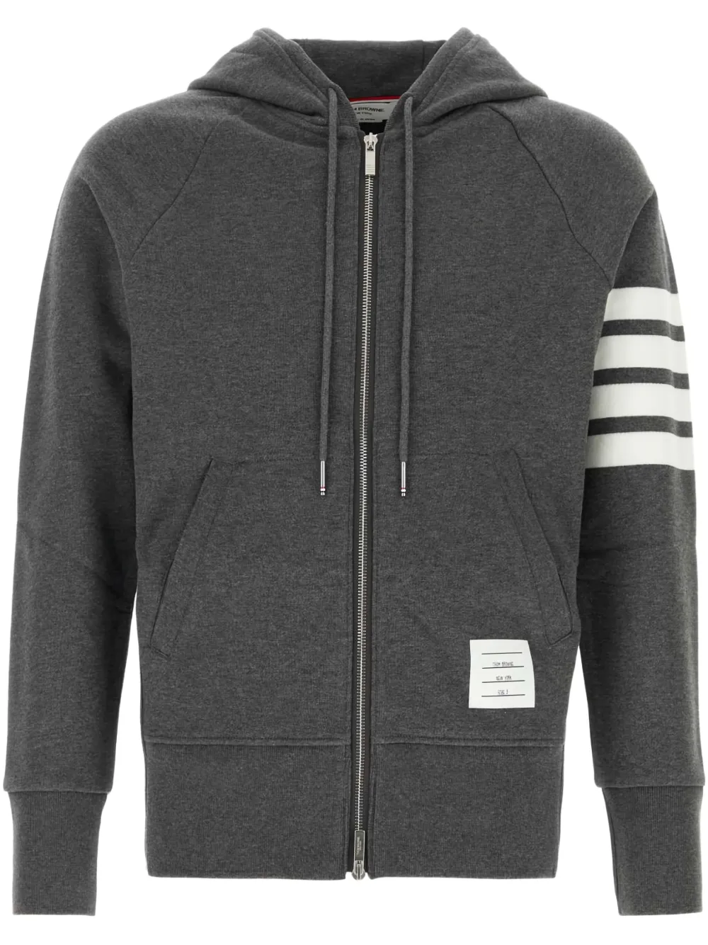 

Худи на молнии с полосками 4-Bar THOM BROWNE, серый