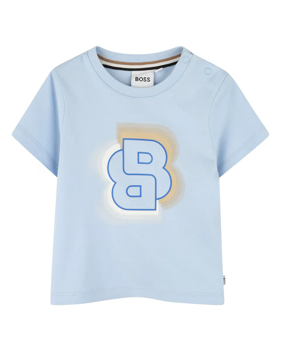 

Футболка для мальчика в синем хлопковом цвете BOSS Kidswear, бирюзовый
