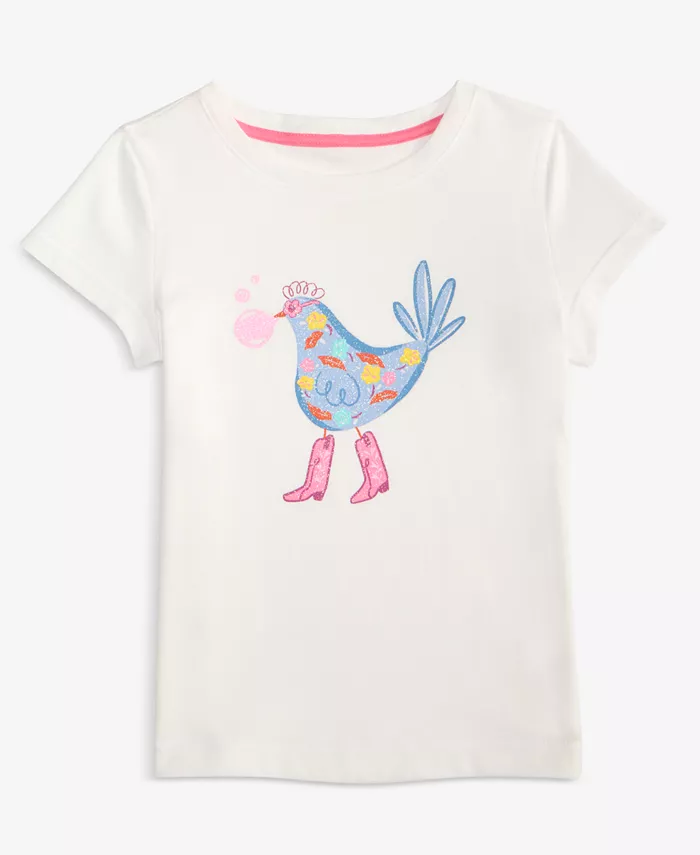 

Детская футболка с коротким рукавом для девочек 2T-4T с цветочным принтом и курочкой Epic Threads, белый