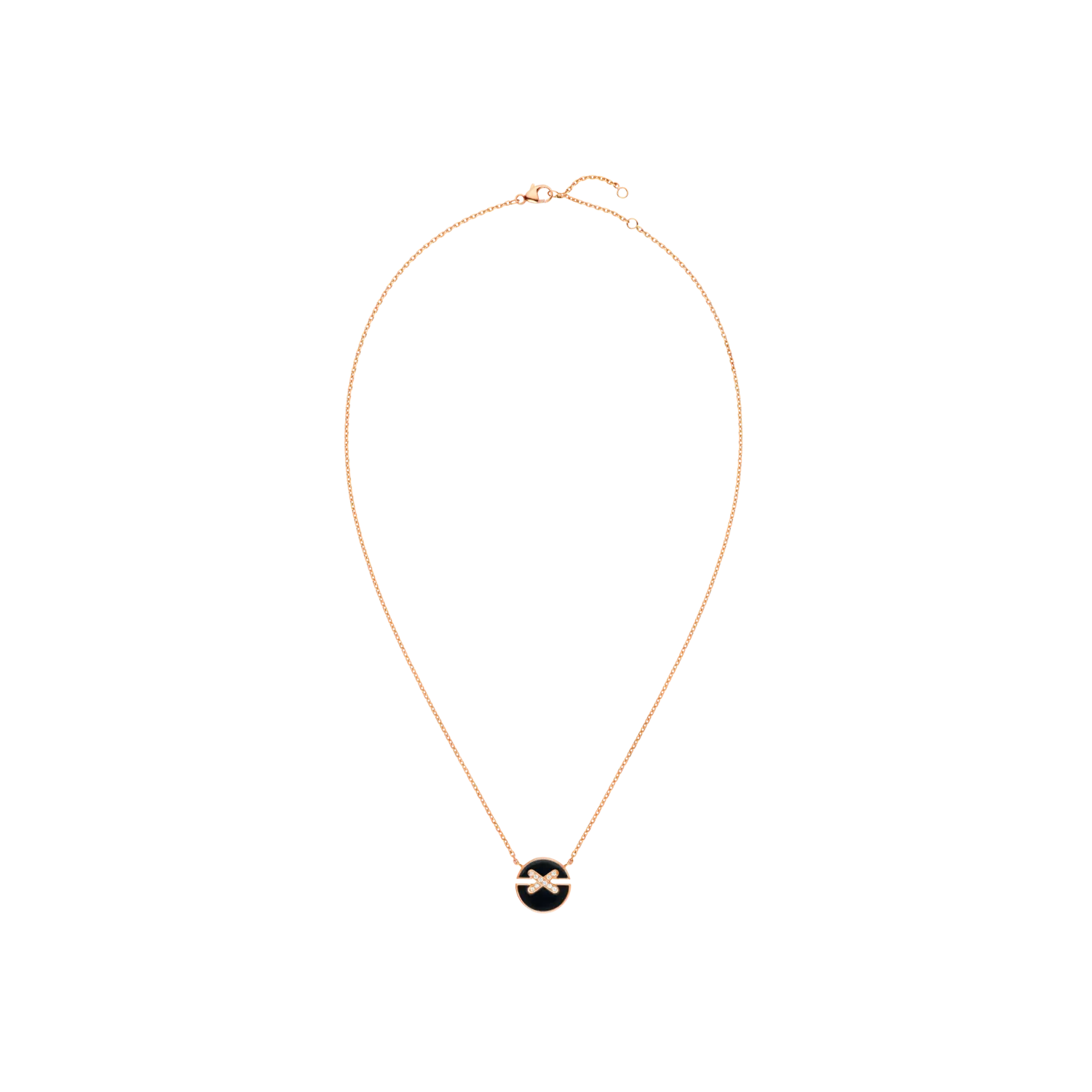

Колье jeux de liens harmony onyx, маленькая модель, из розового золота с бриллиантами и ониксом Chaumet