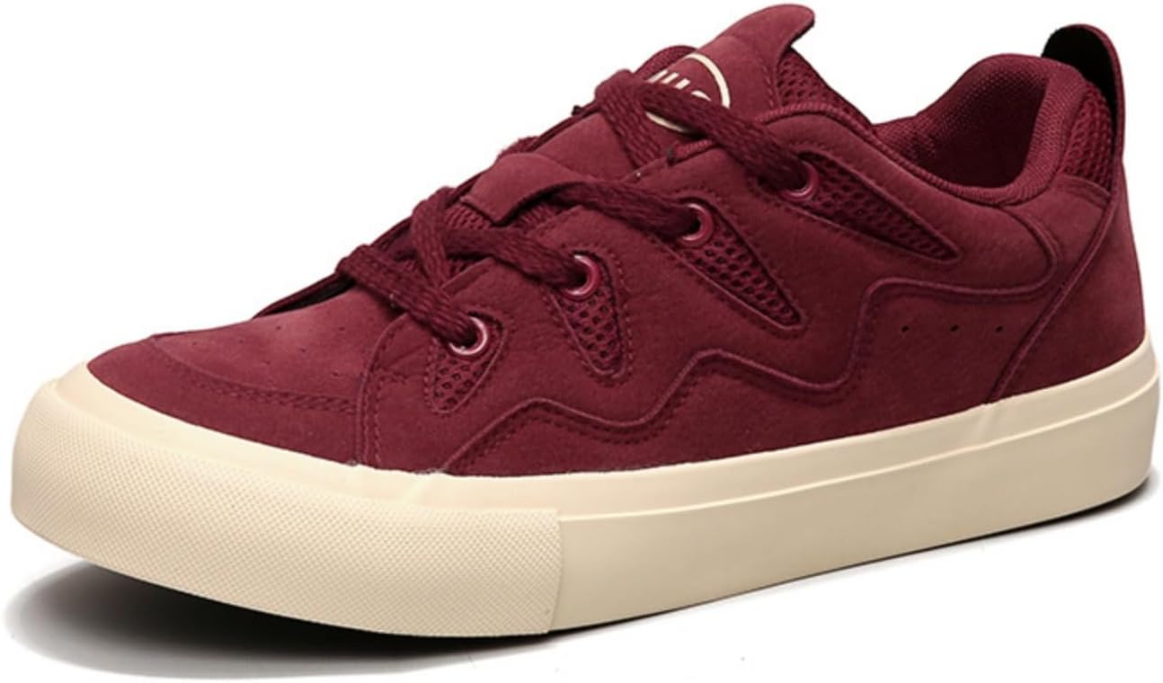 

Мужские кеды из канвы - стильные повседневные туфли на шнуровке, ретро-дизайн с двухцветными шнурками, идеальны для ежедневной носки, прогулок и уличного стиля Aokisx, бордовый