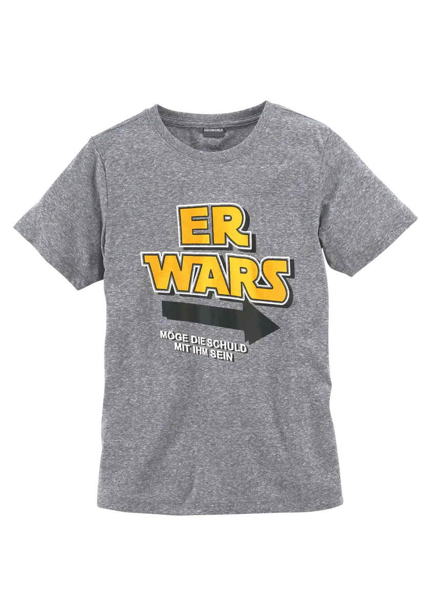 

KIDSWORLD Футболка "HE WARS" с надписью, цвет Grau-Meliert