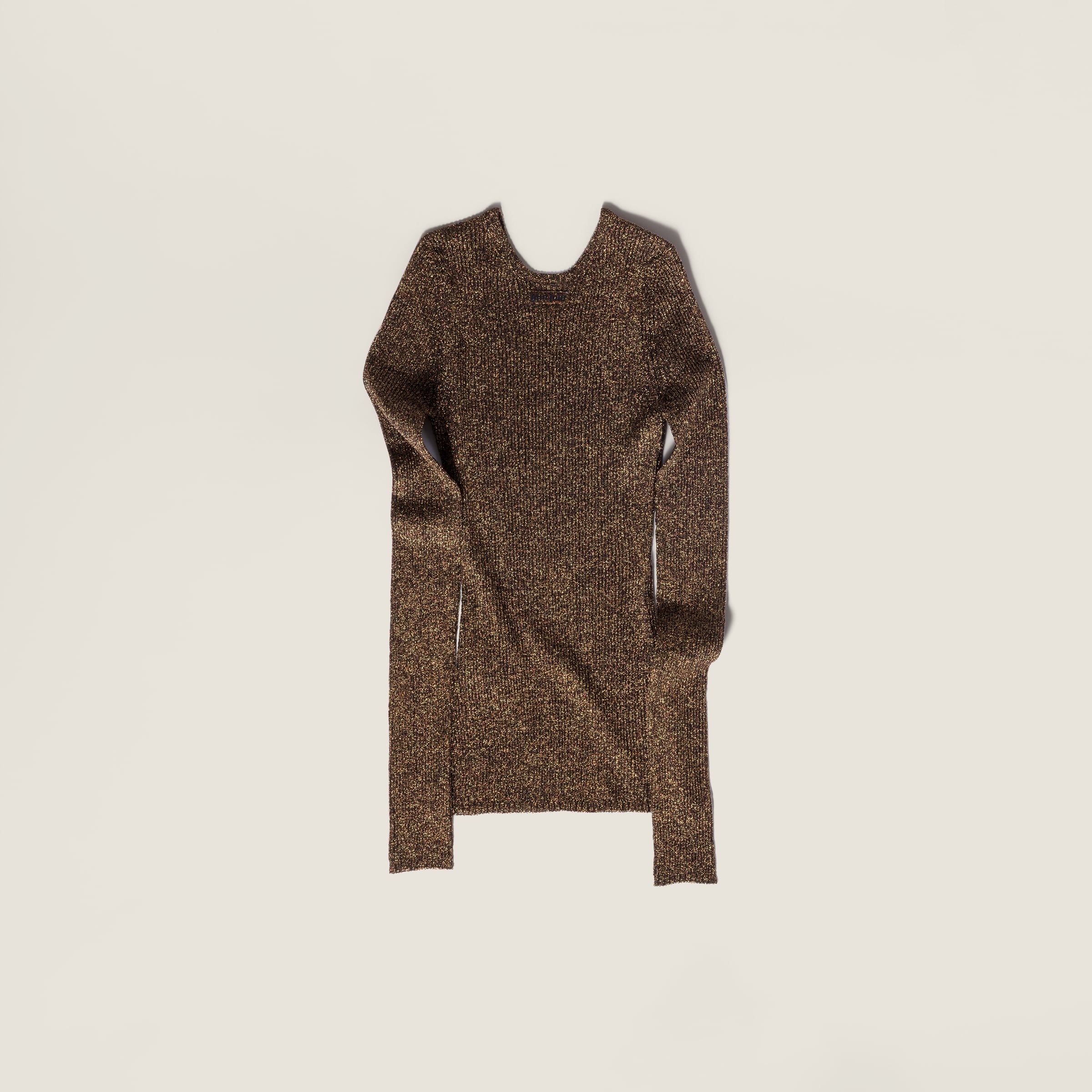 

Джемпер из ламе с круглым вырезом MIU MIU, табак