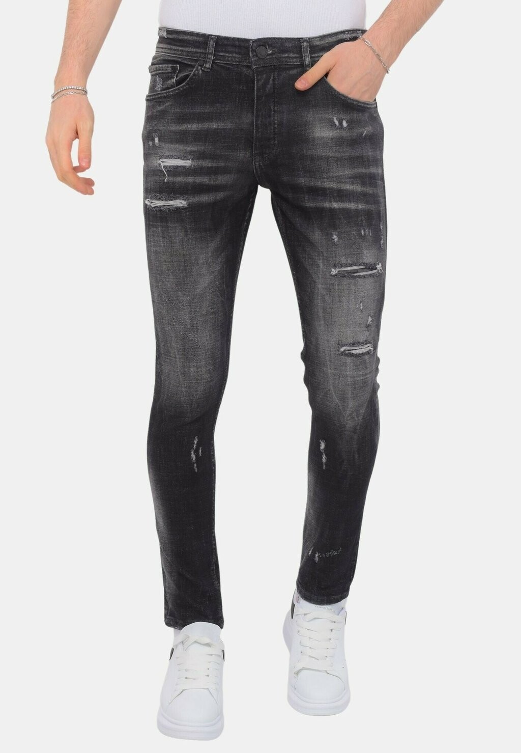 

Джинсы облегающие STOASHED RIPPED Local Fanatic, цвет Black Denim