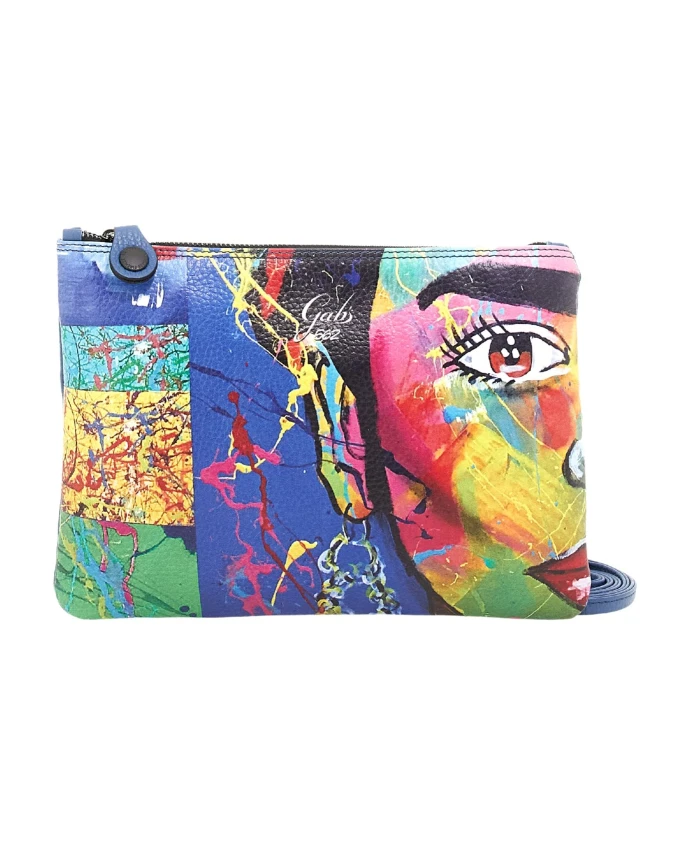 

Черная кожаная сумка через плечо с синим принтом Gabs, мультиколор