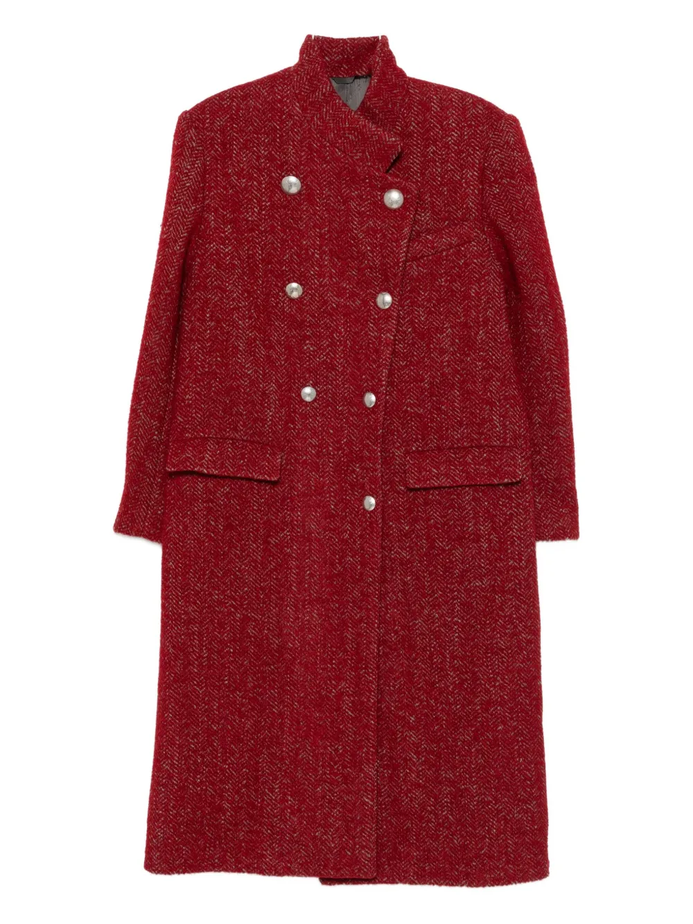 

Двубортное пальто с узором «елочка» ISABEL MARANT, красный