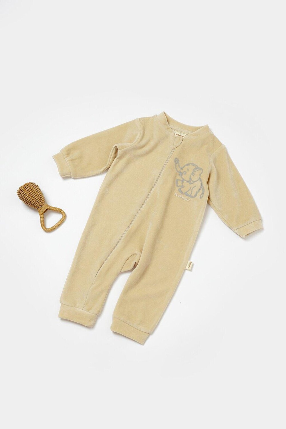

Бархатный комбинезон на молнии BabyCosy Organic Wear, камень