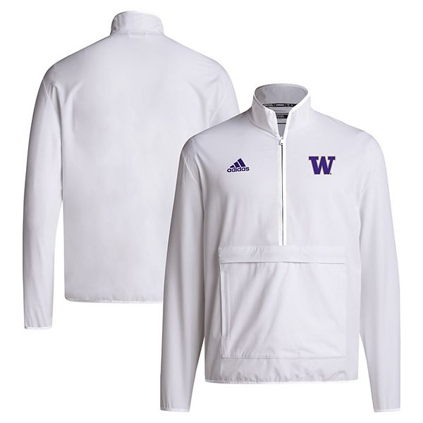 Мужская белая куртка-полузип washington huskies 2024 coaches sideline Adidas — фото 2