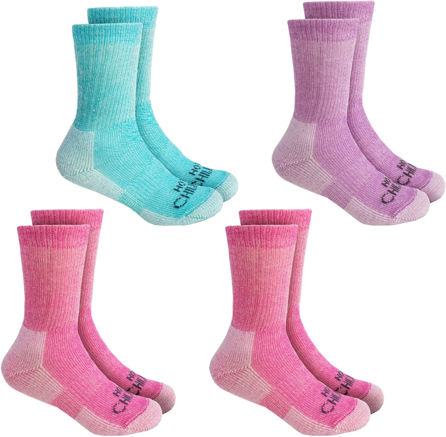

Детские шерстяные походные носки - 4 пары Hot Chillys, Pink/Aqua/Purple