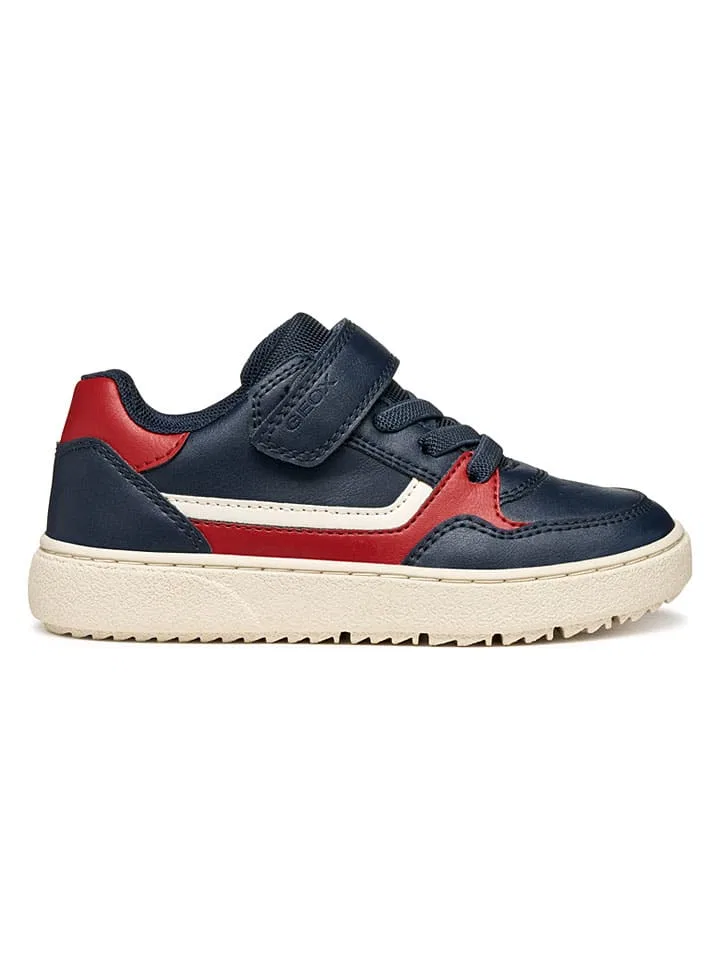 Sneakers кожаные, текстильные, geox, темно-синий