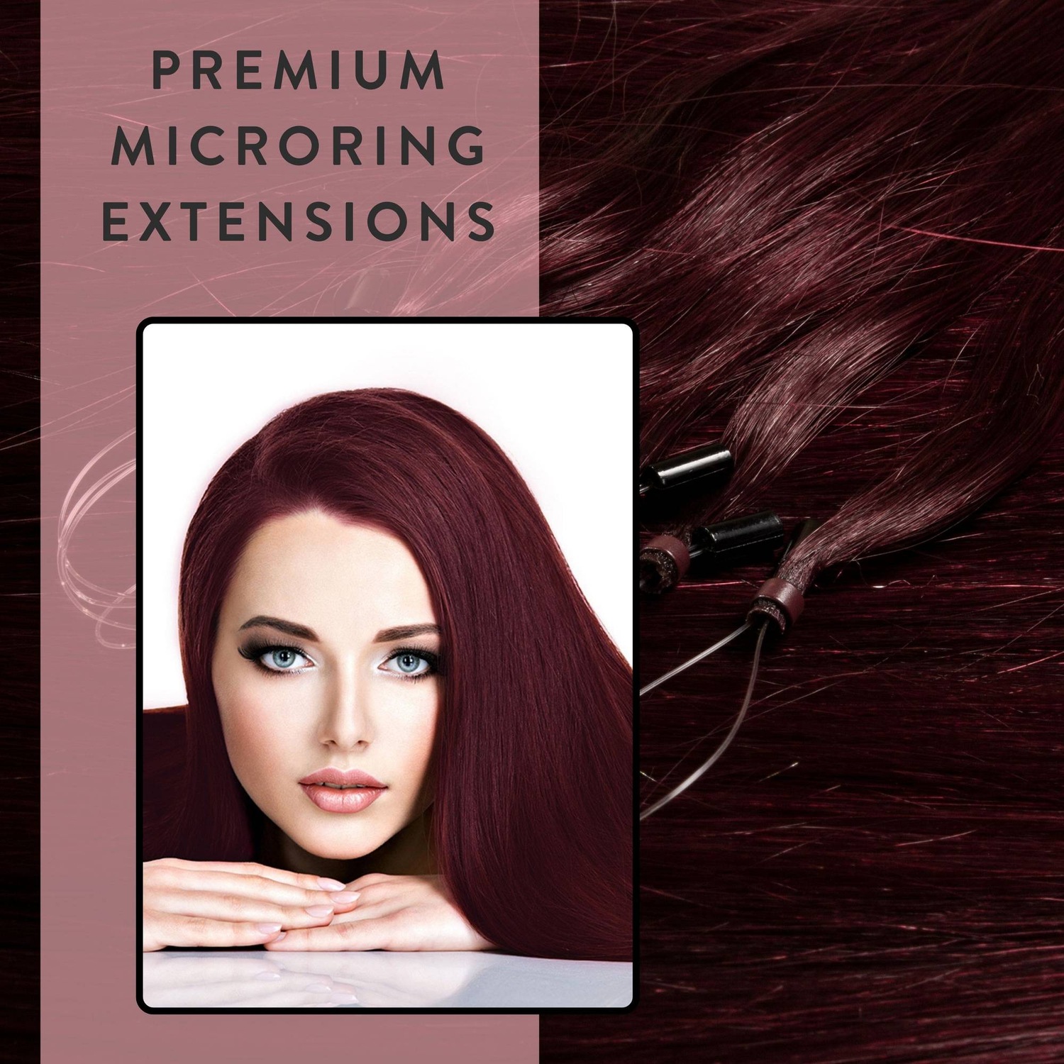 Накладные волосы microring extensions premium echthaar #55/66 hellbraun intensiv violett-intensiv 0,8g Hair2Heart, 50cm, количество 25 шт. — фото 2