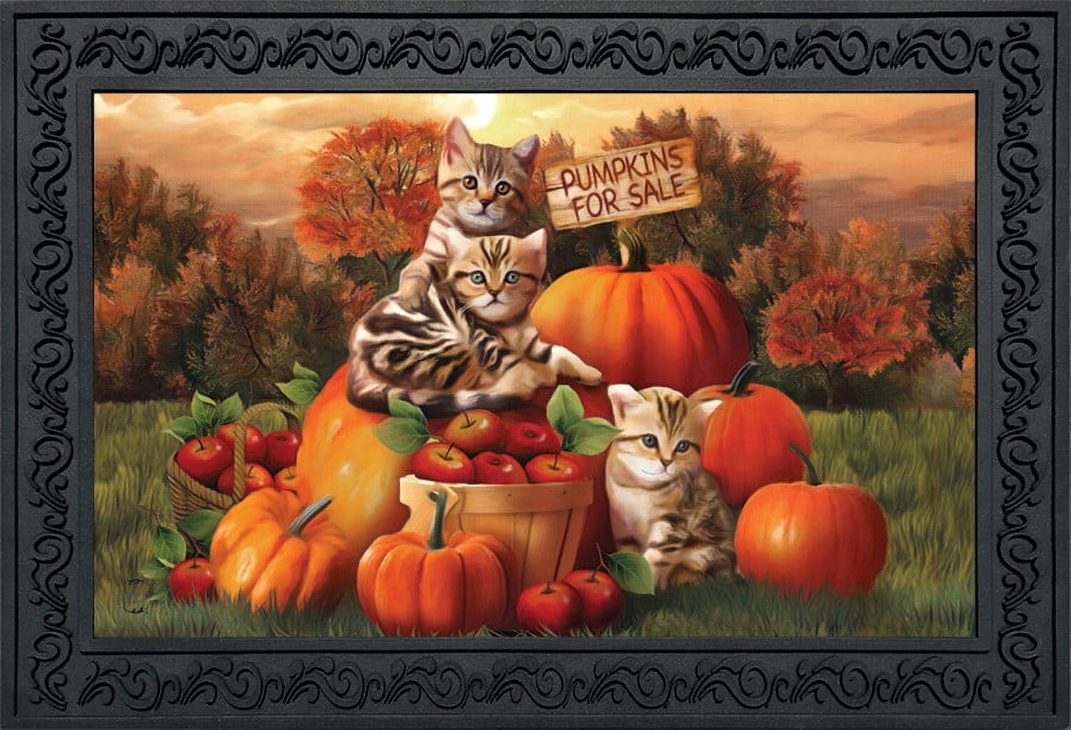 

Коврик с котятами Briarwood Lane Fall Kittens Pumpkins, черный