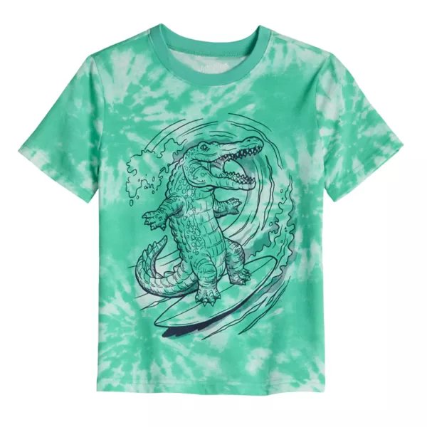 

Футболка с коротким рукавом и принтом для мальчиков 4–12 лет Jumping Beans, цвет green surfing gator