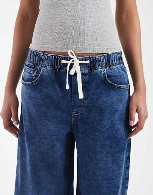 Широкие джинсы со средней посадкой GAP Comfort синего цвета индиго — фото 4