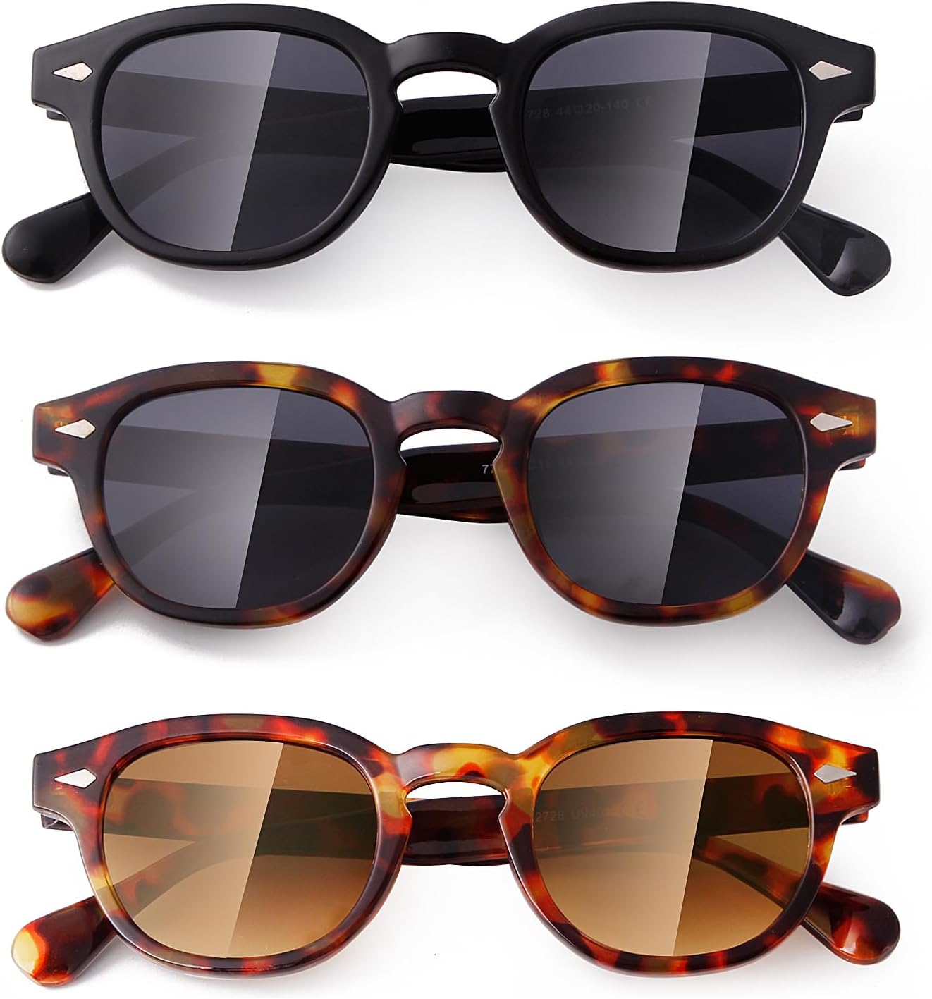 

Солнцезащитные очки VIA LEECA Retro Round для женщин и мужчин, маленькие круглые, тонированные, 46 мм, с защитой от УФ-излучения UV400. Стильные солнцезащитные очки, Black Grey + Tortoise Grey + Tortoise Brown