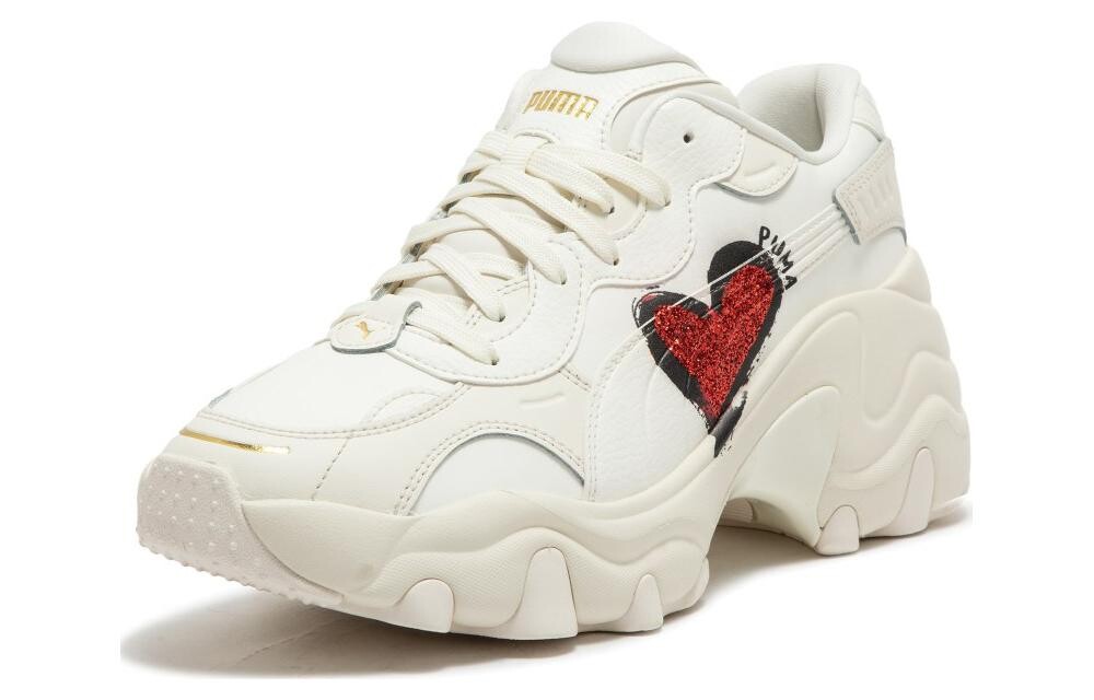 Женские кроссовки на танкетке Puma Pulsar на массивной танкетке, Beige/Red — фото 3