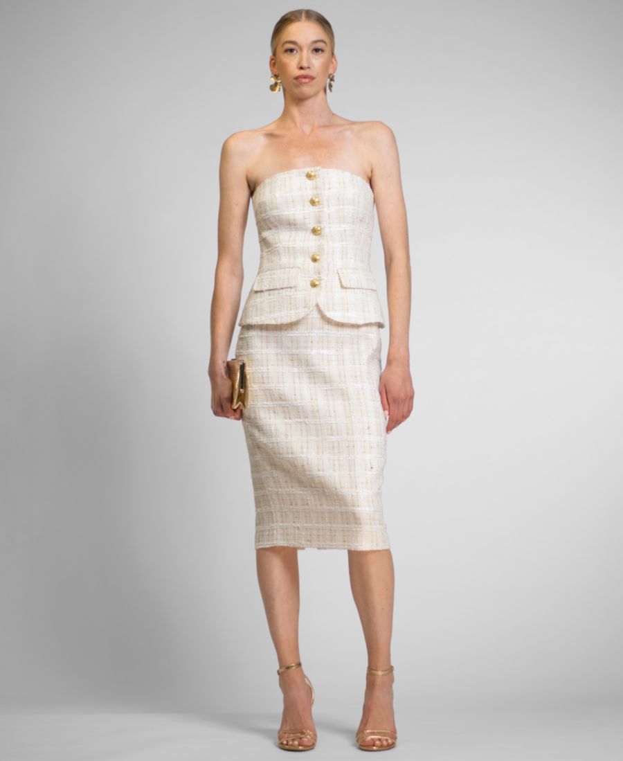 

Женское твидовое платье миди без бретелей Ellison RACHEL Rachel Roy, White