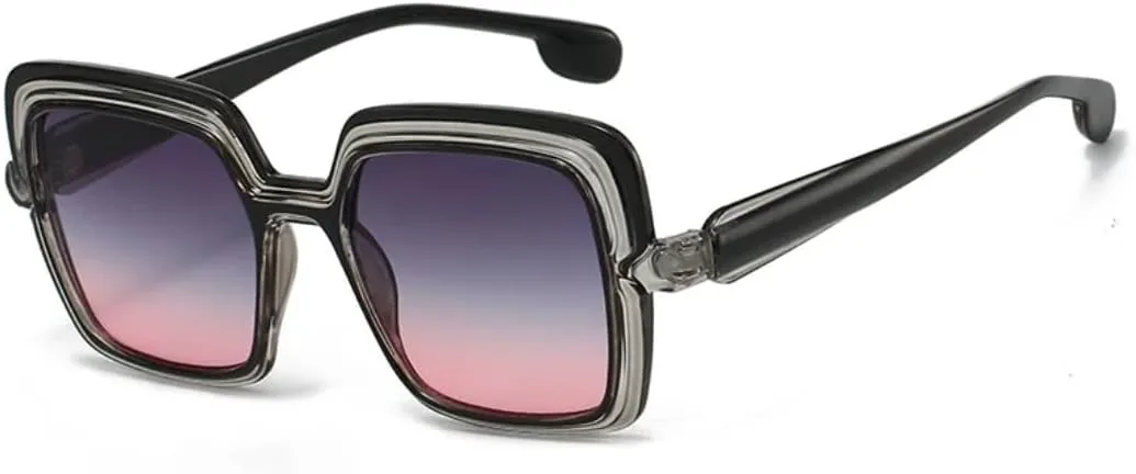 

Роскошные солнцезащитные очки для женщин с градиентным переходом цвета, в стиле ретро, ​​мужские очки с защитой от УФ-излучения UV400 VVTWSSW, Black Grey Pink