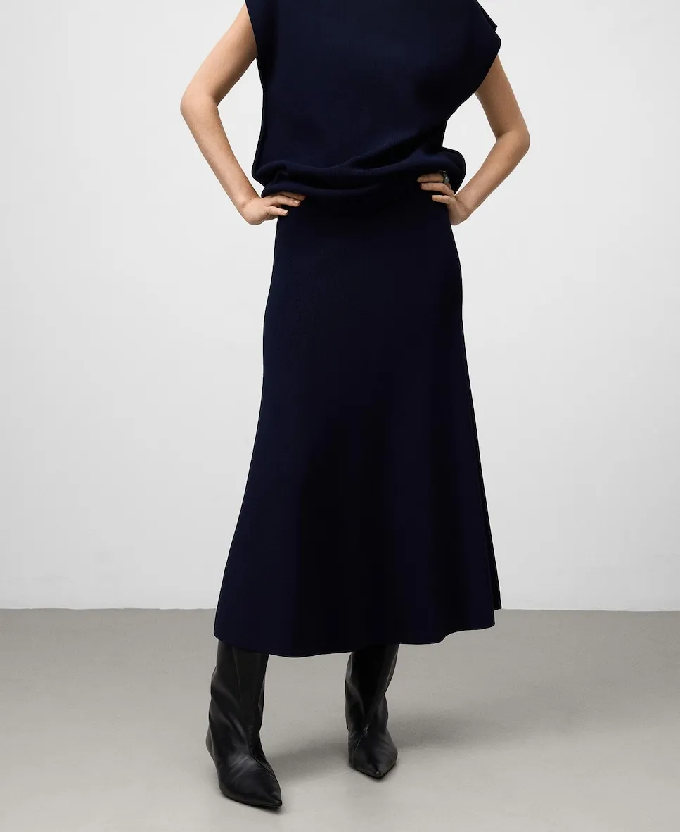 

Миди-юбка расклешенного кроя из трикотажа Adolfo Dominguez, темно-синий