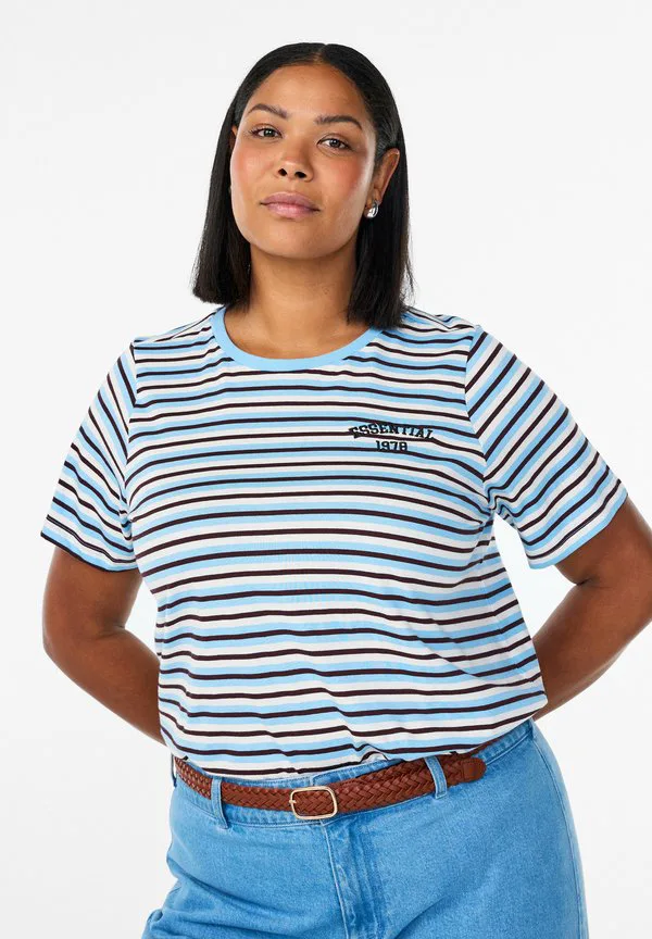 

Футболка с принтом "aus mit streifen" Zizzi, Blue Stripe, Синий, Футболка с принтом "aus mit streifen" Zizzi, Blue Stripe