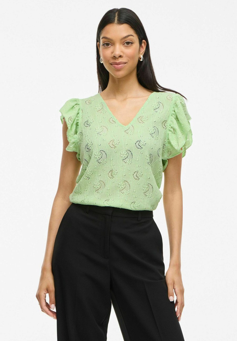 

Блуза VILA MIT ANGESCHNITTENEN ÄRMELN VIKARLA V-AUSSCHNITT, Smoke Green/Green