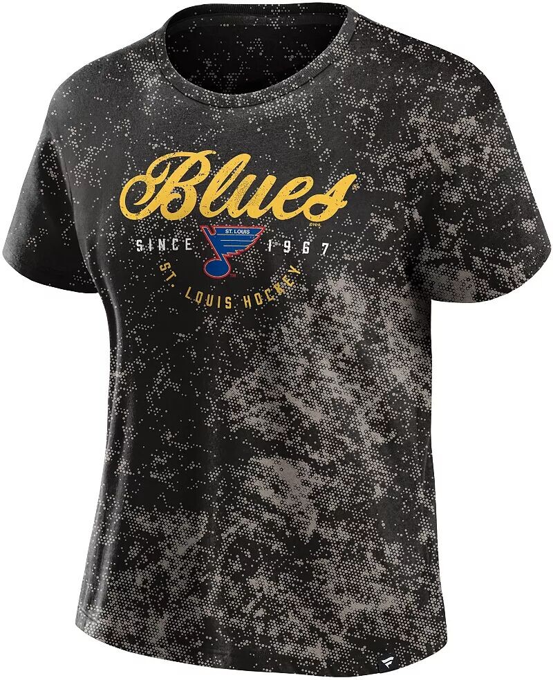 

Женская черная футболка НХЛ St. Louis Blues Bleach Dye