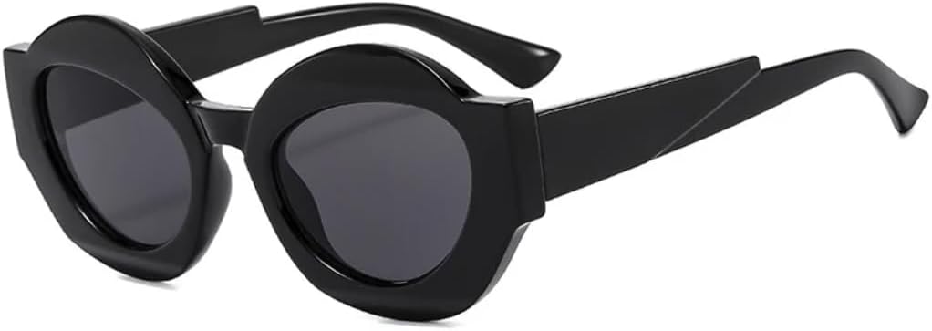 

Ретро уникальные двухцветные овальные солнцезащитные очки для женщин, модные, с прозрачным градиентом, защита от УФ-излучения UV400, для мужчин, в стиле панк с леопардовым принтом TYUVIVO, Black Gray