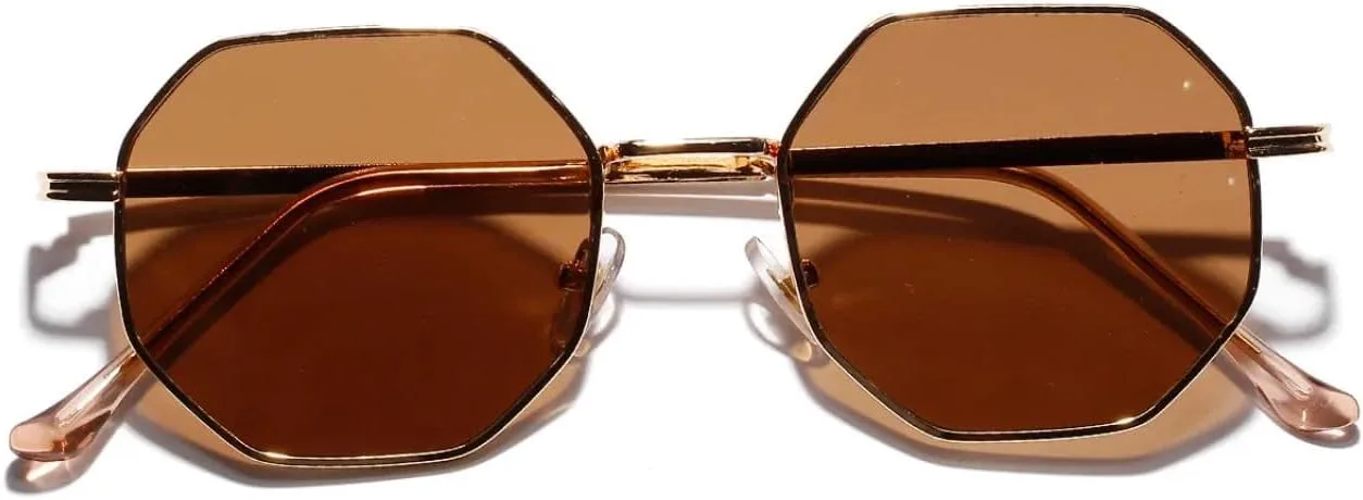 

Роскошные круглые солнцезащитные очки для женщин и мужчин. Модный винтажный стиль, стимпанк, маленькая оправа, защита от УФ-излучения UV400 generic, Gold Tea