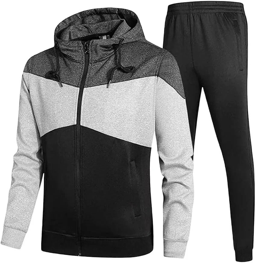 Мужской спортивный костюм из 2 предметов, куртка и штаны, Black