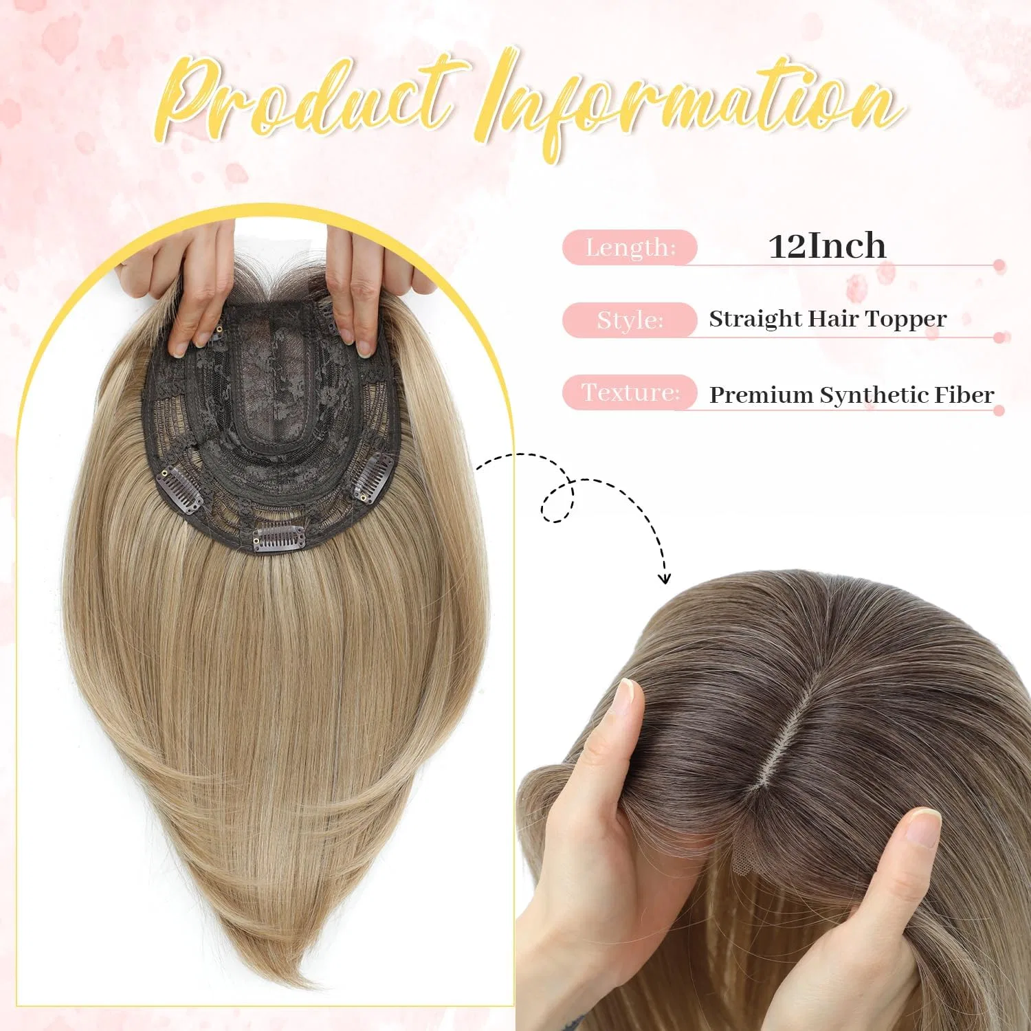 Накладка для волос MORICHY для маскировки истончения, 16.5 x 16.5 см Morichy, Ombre Blonde With Dark Roots — фото 2